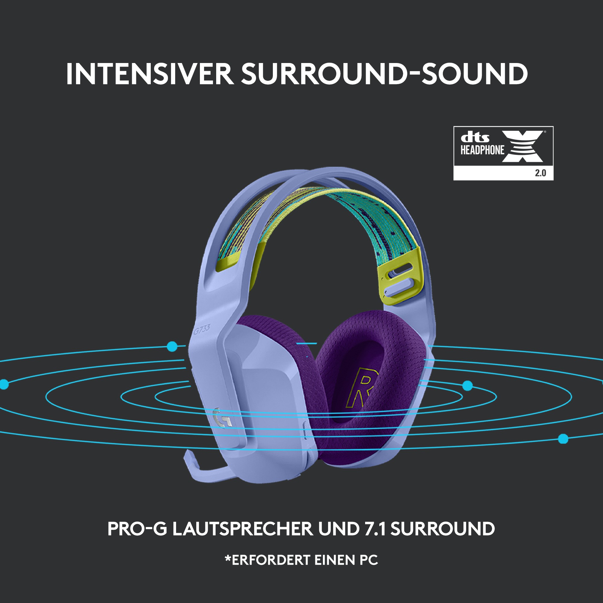 LOGITECH G733 LIGHTSPEED Headset - LILAC - 2.4GHZ - EMEA-11