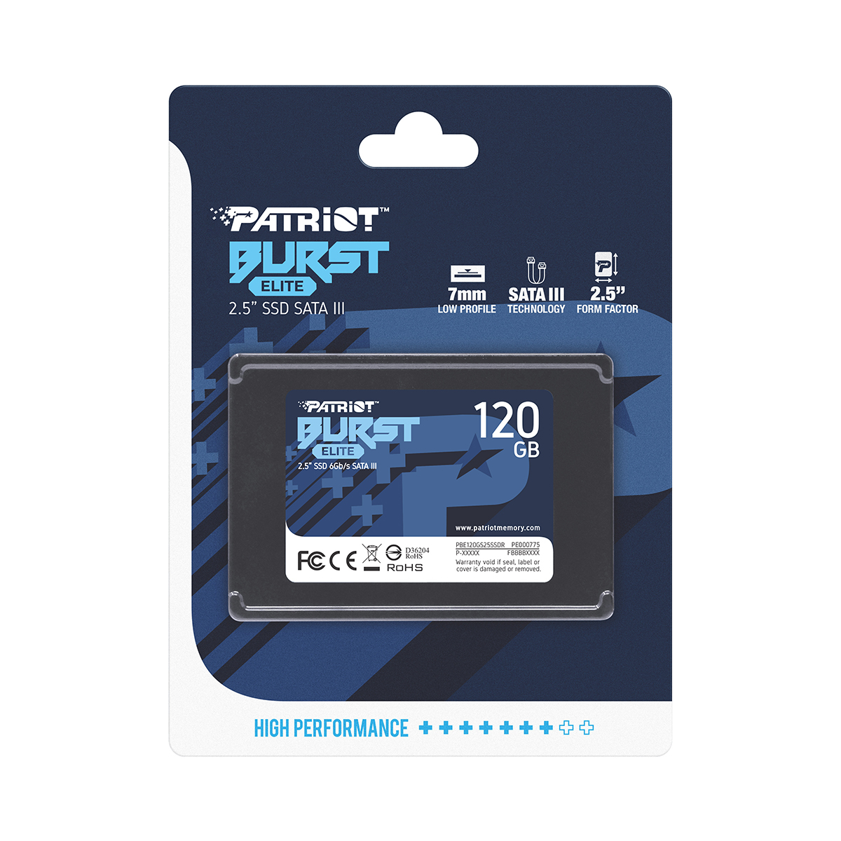 SSD disk Patriot Burst Elite R450/W320, 120GB, 7mm,2.5"-5