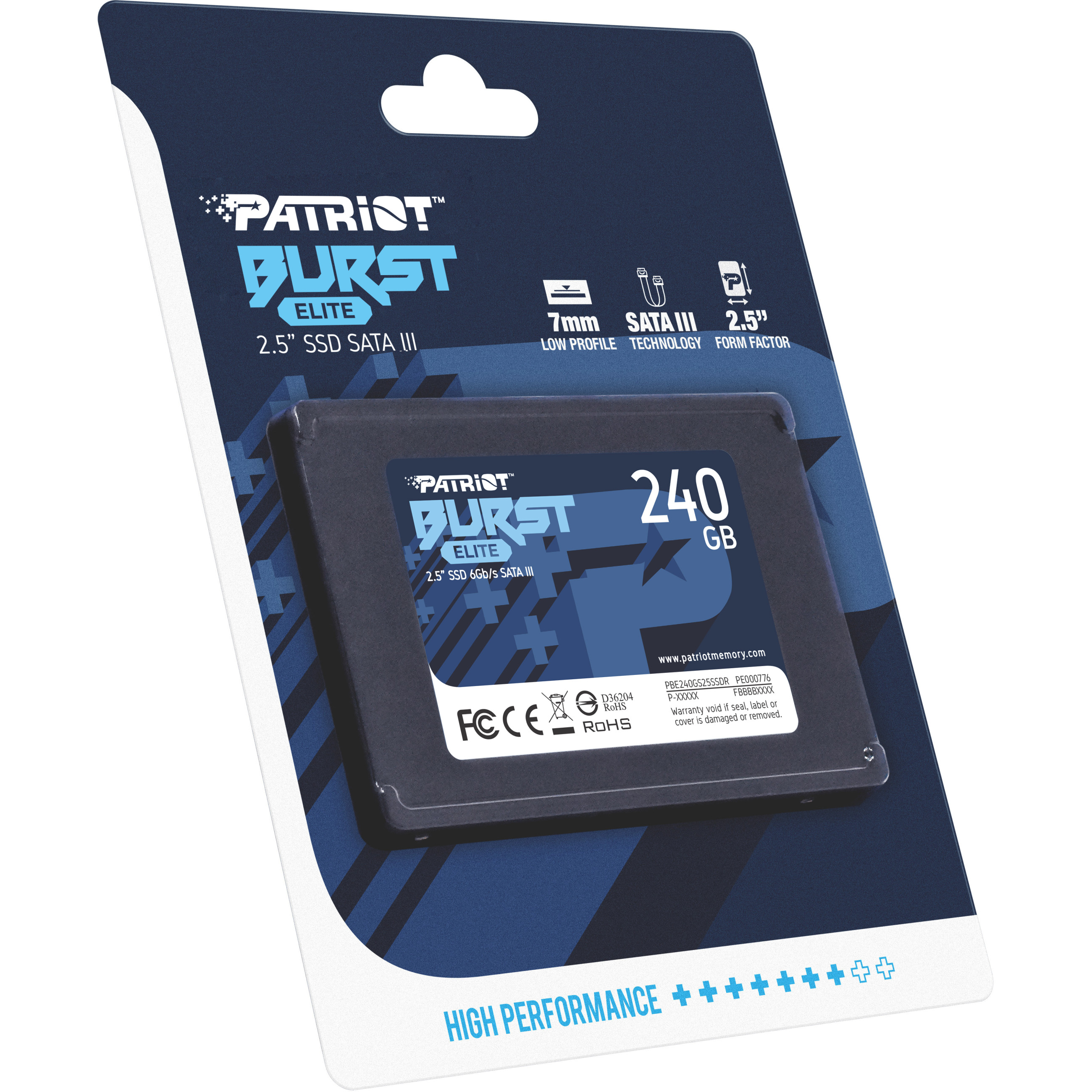 SSD disk Patriot Burst Elite R450/W320, 240GB, 7mm,2.5"-12