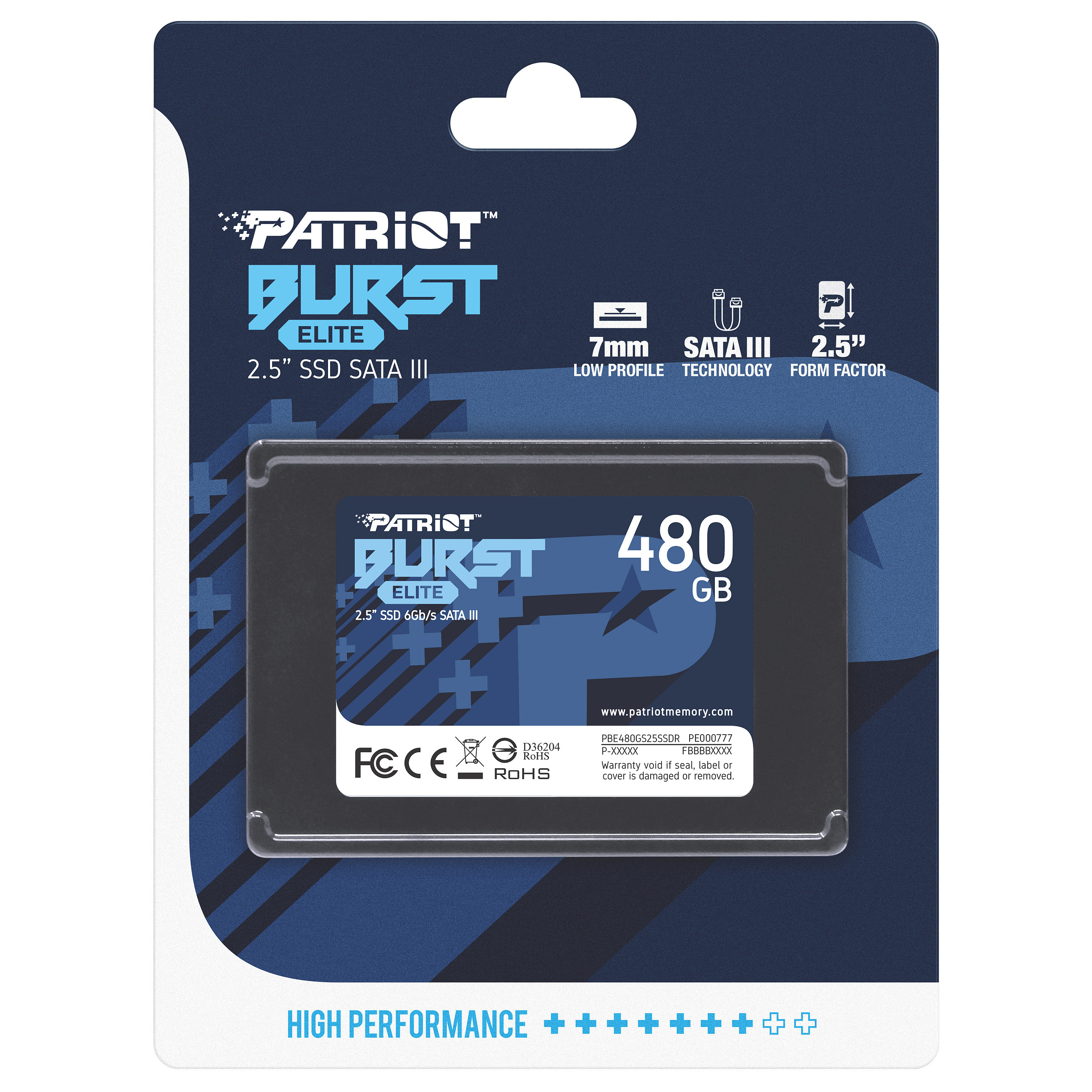 Patriot SSD Burst Elite R450/W320, 480GB, 7mm,2.5"-6