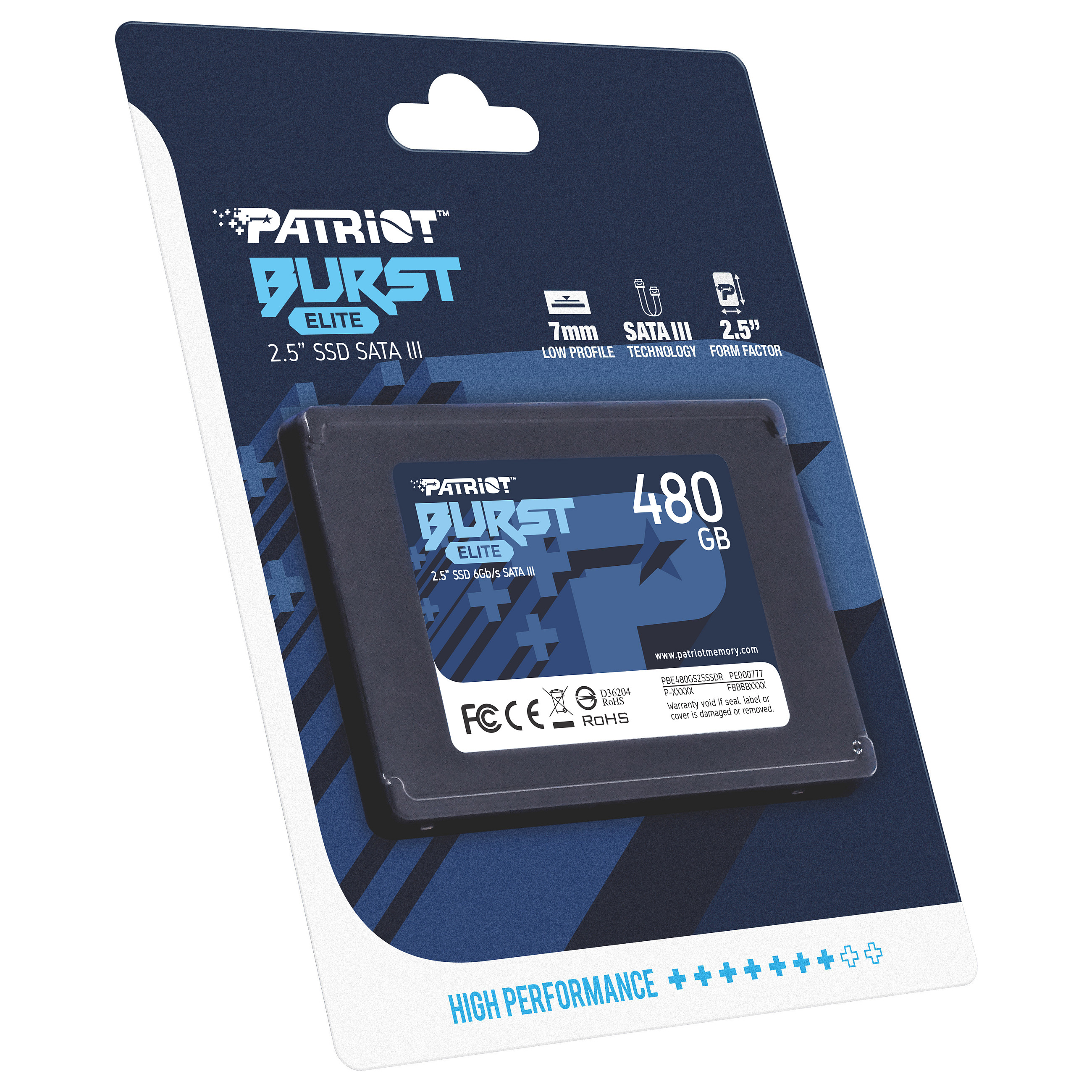Patriot SSD Burst Elite R450/W320, 480GB, 7mm,2.5"-7