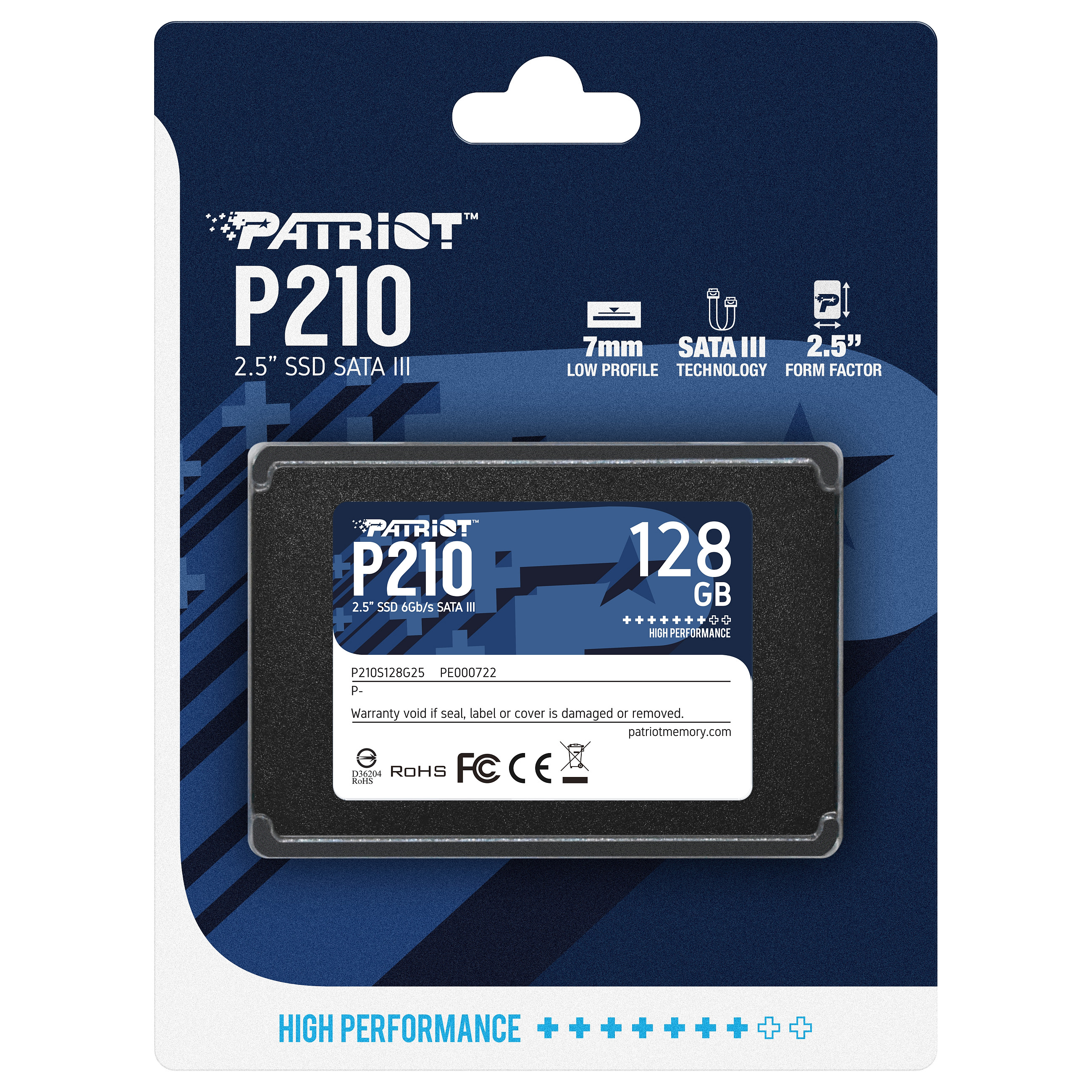Patriot SSD P210 R520/W430, 128GB, 7mm, 2.5"-4