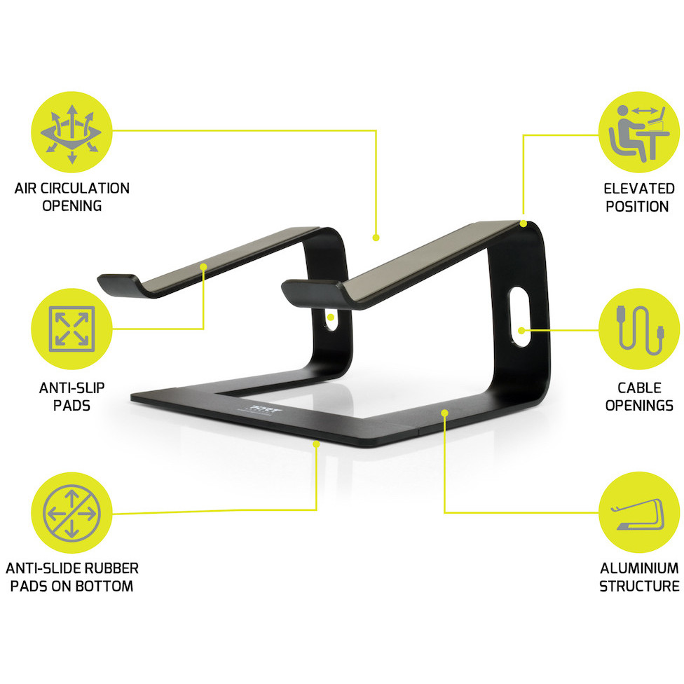 Stalak PORT DESIGNS Port (ergonomski, aluminij, silikon, za prijenosna računala 10 do 15,6'')-5