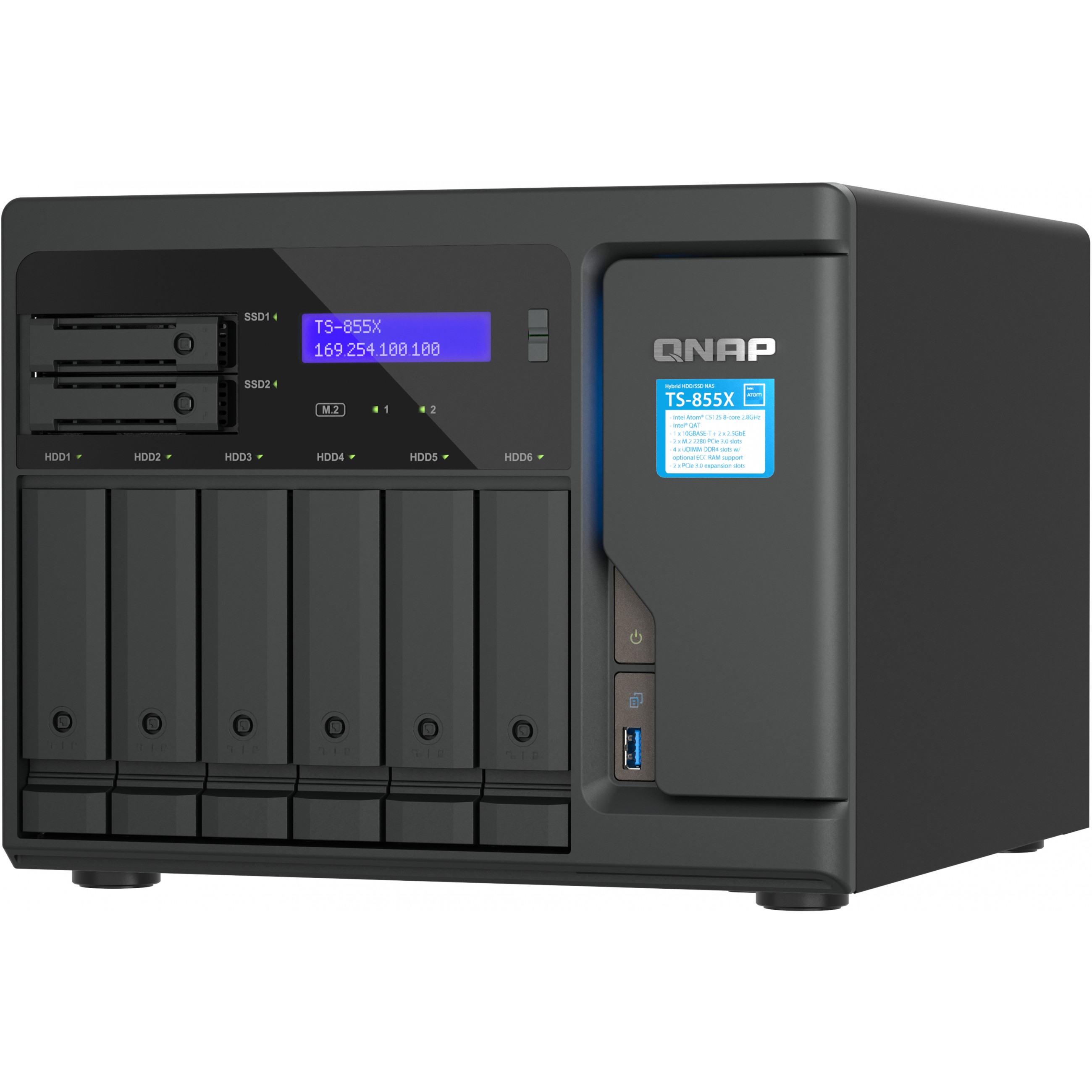 NAS QNAP TS-855X-8G-EU (6 x 3.5-inch + 2 x 2.5-inch SATA, 308 TB, Intel Atom C5125, 8 GB RAM, QTS 5.1.0)-4