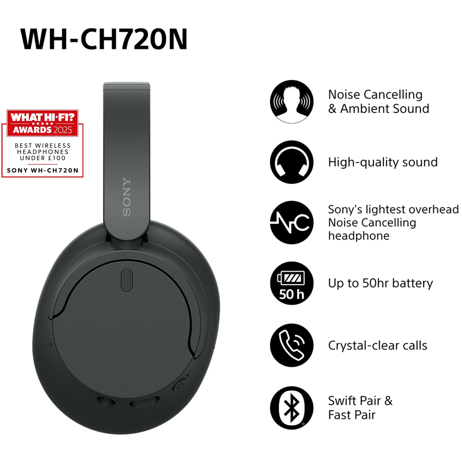 Slušalice SONY WH-CH720N, bežične crne-8