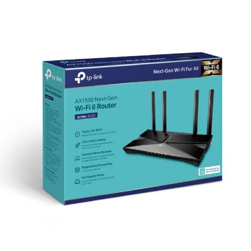 AX1500 Dual Band Wireless Gigabit Router, Next-Gen Gigabit Wi-Fi 6, 1201Mbps at 5GHz and 300Mbps at 2.4GHz, 1.5 GHz Quad-Core CPU, 1 Gigabit WAN + 4 Gigabit LAN ports, 4 external antennas, support Nit-2