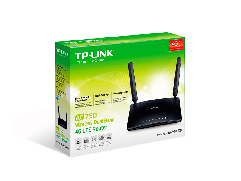 TP-Link AC750 Archer MR200 bežični usmjerivač, Dual-Band 4G LTE, 300Mbps/433Mbps (2.4GHz/5GHz), 802.11a/b/g/n/ac, 1×WAN, 3×LAN, utor za SIM karticu, 2×odvojive antene-3