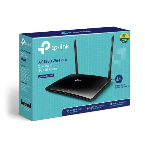 TP-Link AC1200 Archer MR400 bežični usmjerivač, Dual-Band 4G LTE, 300Mbps/867Mbps (2.4GHz/5GHz), 802.11a/b/g/n/ac, 1×WAN, 3×LAN, utor za SIM karticu, 2×odvojive antene-3