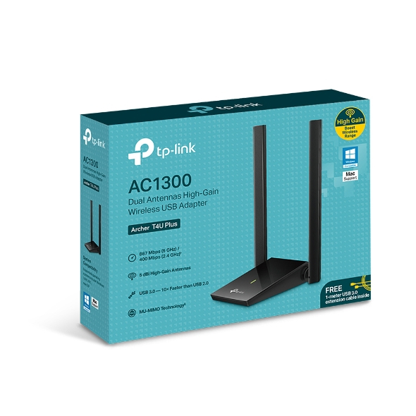 TP-Link AC1300 Archer T4U Plus bežični Dual-Band USB3.0 adapter 400Mbps/867Mbps (2.4GHz/5GHz), 802.11a/b/g/n/ac, 2×5dBi antene-4