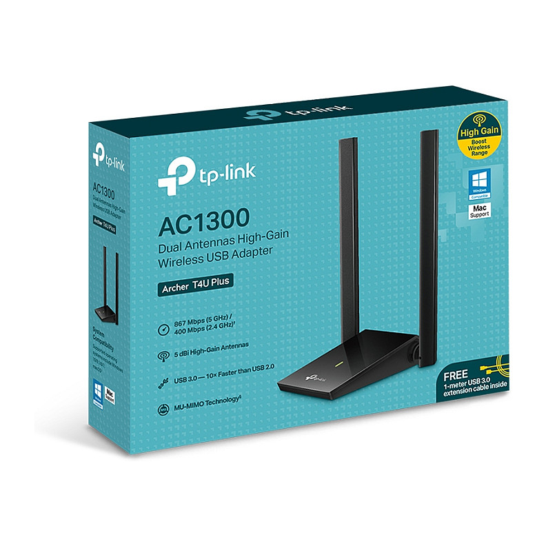 TP-Link AC1300 Archer T4U Plus bežični Dual-Band USB3.0 adapter 400Mbps/867Mbps (2.4GHz/5GHz), 802.11a/b/g/n/ac, 2×5dBi antene-19