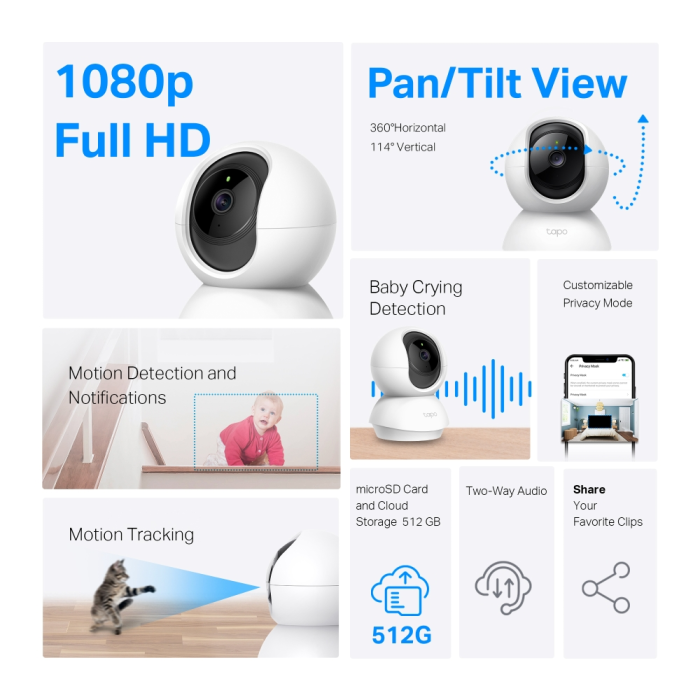 Nadzorna kamera TP-LINK Tapo C200 (2MP, IR, PT, WiFi, unutarnja)-20