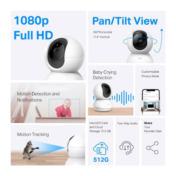 Nadzorna kamera TP-LINK Tapo C200 (2MP, IR, PT, WiFi, unutarnja)-26