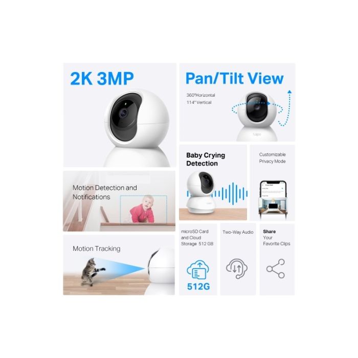 Kamera TP-LINK Tapo C210 2-Pack Pan/Tilt Home sigurnosna Wi-Fi kamera 2K (3MP)-3