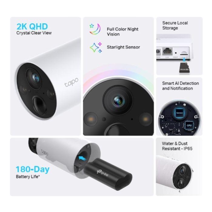 Nadzorne kamere TP-LINK Tapo C420S2 (bežične vanjske, 2K QHD 2560×1440, noćni vid u boji, IP65, microSD do 256GB, RJ45, 5200mAh baterija, Android/iOS podrška)-6