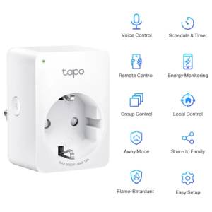 TP-Link WiFi Smart Plug, 2.4GHz, 802.11b/g/n, BT4.2, Tapo app, kontrola potrošnje energije, Timer/Schedule postavke, Glasovna kotrola Amazon Alexa/Google Assistant-0