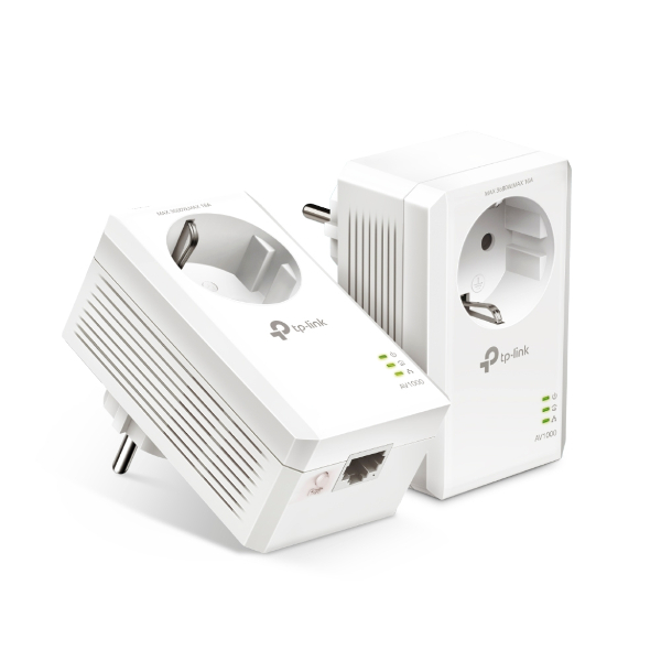 Gigabit mrežni adapter TP-LINK AV1000 Powerline (1000 Mbps, dodatna strujna utičnica, HomePlug AV2, duplo pakiranje)-0