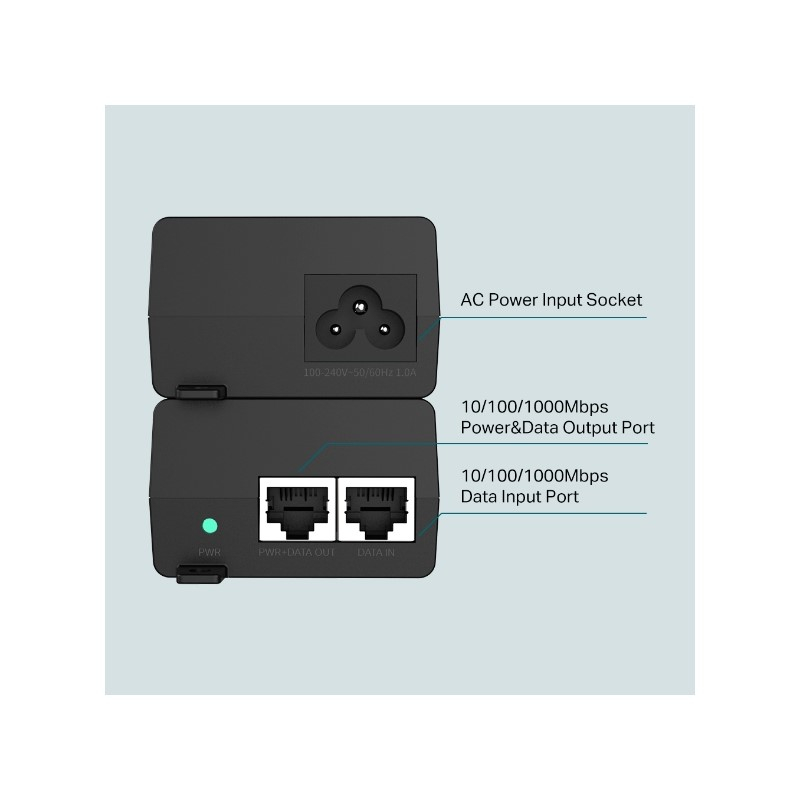 TP-Link PoE+ Injector Adapter, 1×Gbit PoE Port, 1×Gbit Non-PoE Port, 802.3at/af, Data+Power po istom kablu, do 100m, plastično kućište-4