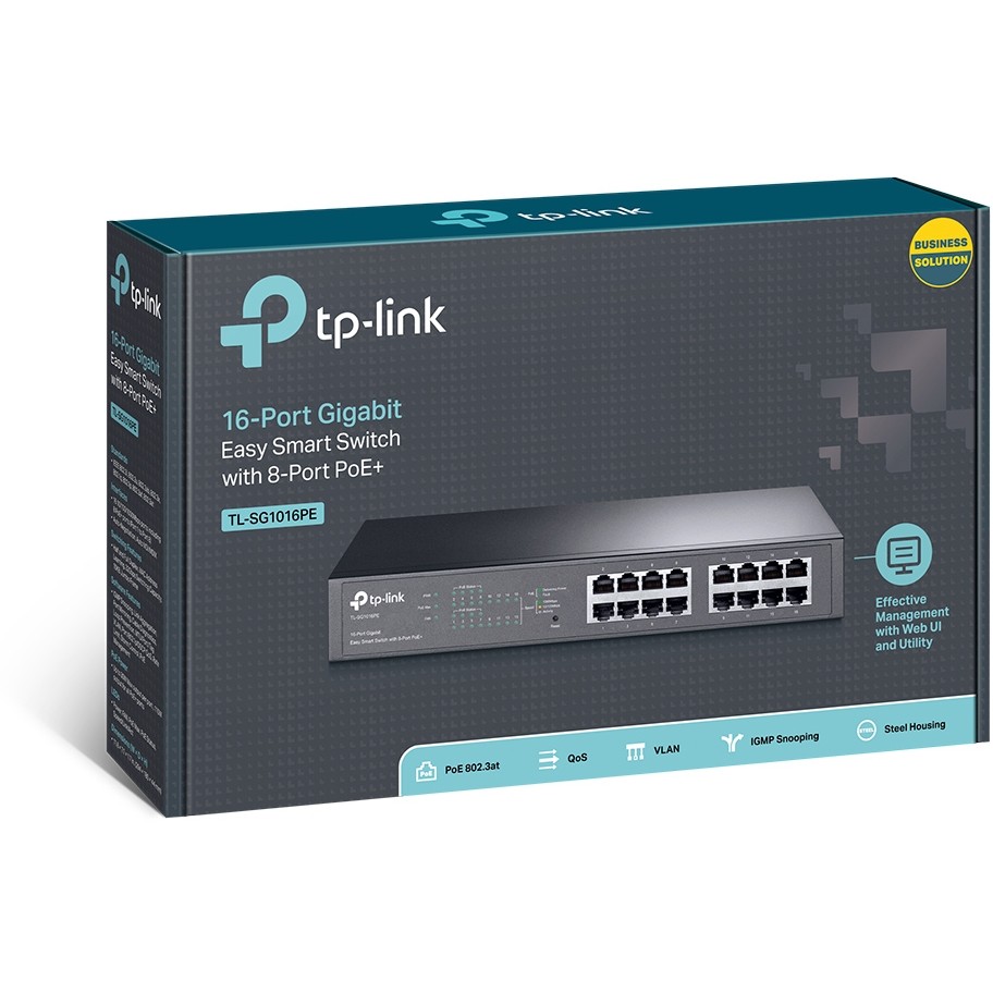Preklopnik TP-LINK TL-SG1016PE 16-port Gigabit PoE+ (16×10/100/1000M RJ45, 8×PoE+, metalno kućište)-10