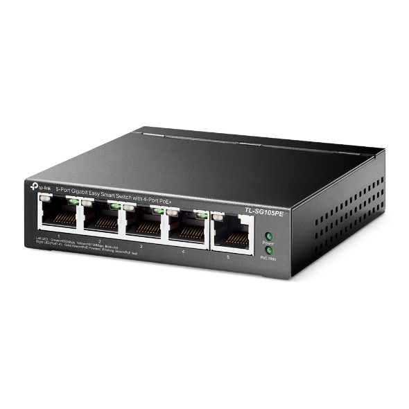 TP-Link 5-port Gigabit PoE Easy Smart preklopnik (Switch), 5×10/100/1000M RJ45, 4×PoE+, metalno kućište, 13" (65W)-0