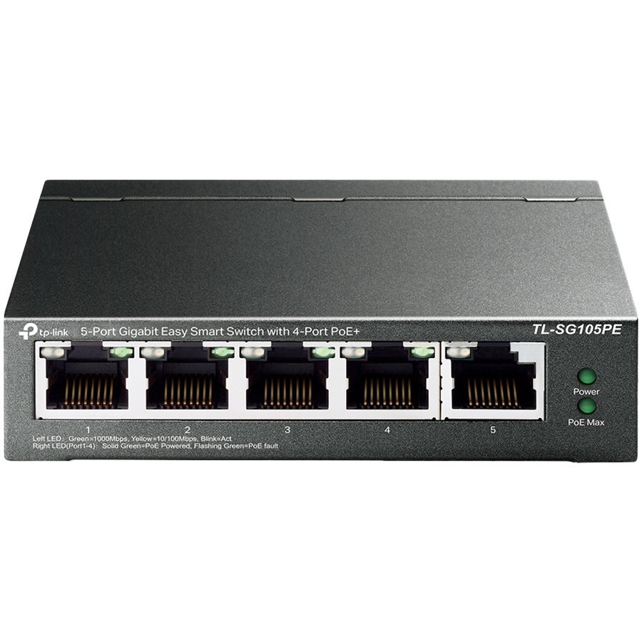 TP-Link 5-port Gigabit PoE Easy Smart preklopnik (Switch), 5×10/100/1000M RJ45, 4×PoE+, metalno kućište, 13" (65W)-1