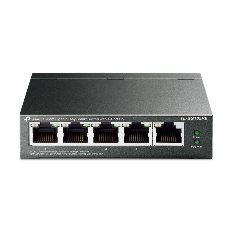 TP-Link 5-port Gigabit PoE Easy Smart preklopnik (Switch), 5×10/100/1000M RJ45, 4×PoE+, metalno kućište, 13" (65W)-14
