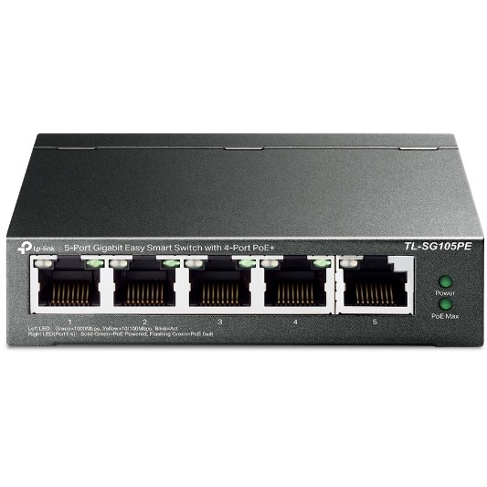 TP-Link 5-port Gigabit PoE Easy Smart preklopnik (Switch), 5×10/100/1000M RJ45, 4×PoE+, metalno kućište, 13" (65W)-6