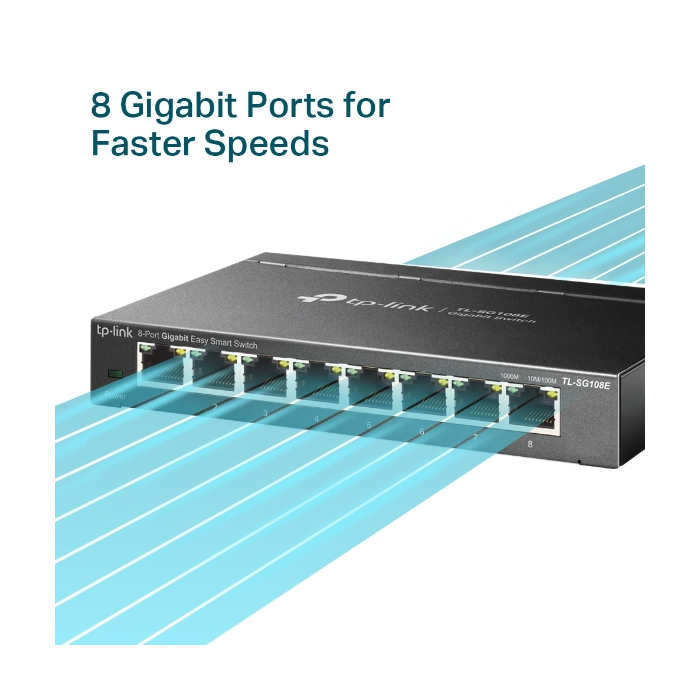 TP-Link 8-port Gigabit Easy Smart preklopnik (Switch), 8×10/100/1000M RJ45 ports, metalno kučište-8