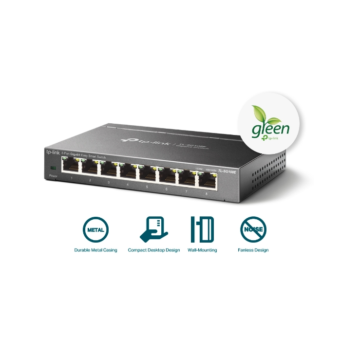 TP-Link 8-port Gigabit Easy Smart preklopnik (Switch), 8×10/100/1000M RJ45 ports, metalno kučište-7