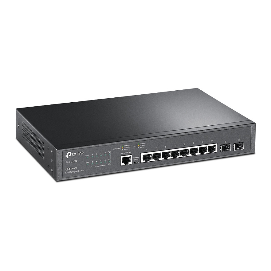 TP-Link JetStream 8-port Gigabit L2 upravljiv preklopnik (Switch), 8×10/100/1000M RJ45 ports, 2×Gigabit SFP, 1U 13" rack-mount-8