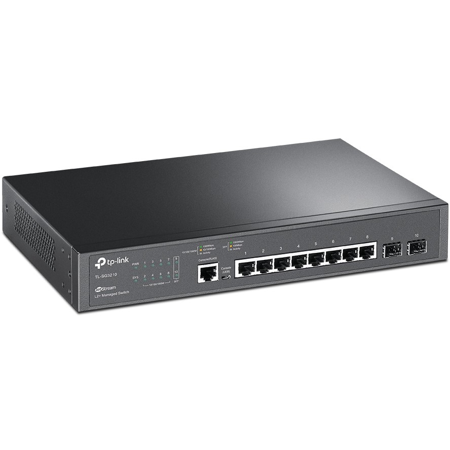 TP-Link JetStream 8-port Gigabit L2 upravljiv preklopnik (Switch), 8×10/100/1000M RJ45 ports, 2×Gigabit SFP, 1U 13" rack-mount-3
