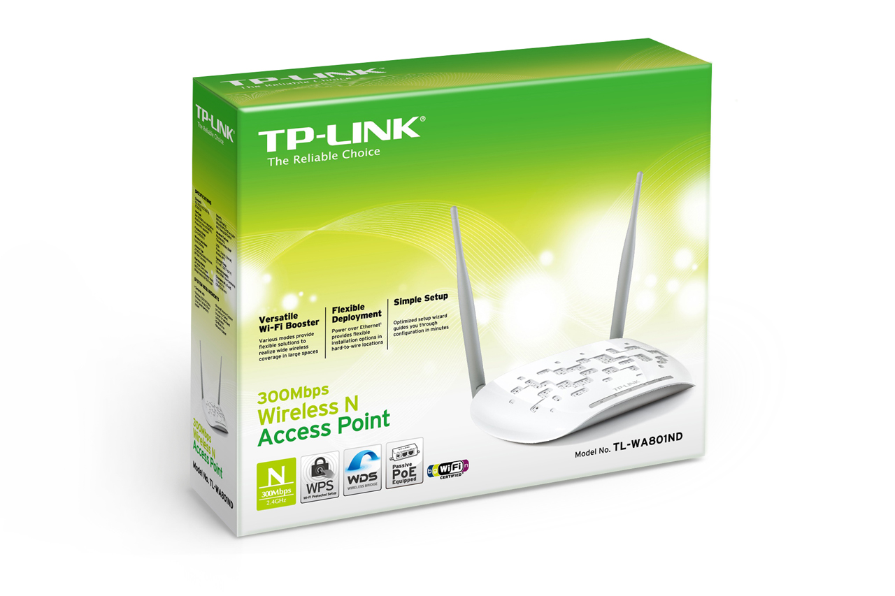 TP-Link bežična pristupna točka (AP) 300Mbps (2.4GHz), 802.11n/g/b, podrška za Pasivni PoE, 1×LAN, AP/Client/Bridge/Repeater, Multi-SSID, 2×fiksna antene-3