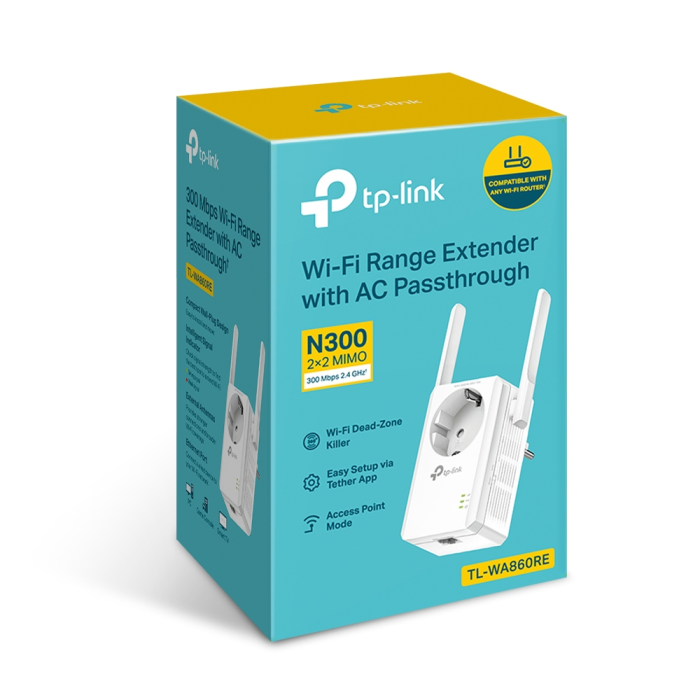 TP-Link bežični pojačivač dometa (Universal Range Extender) 300Mbps, (2.4GHz), 802.11b/g/n, 1×RJ45 10/100, 2×vanjske antene fiksne, range extender tipka, dodatna utičnica-20