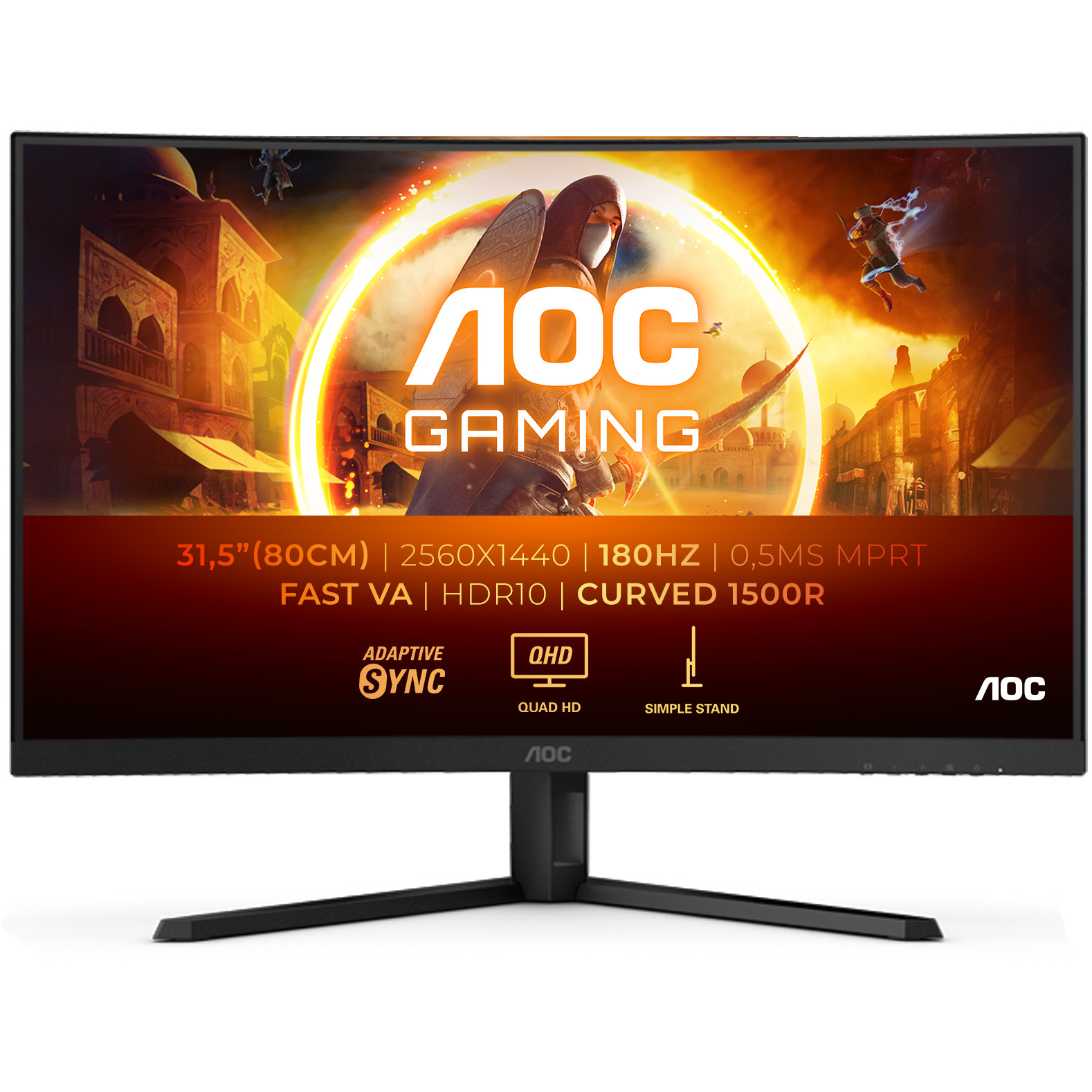 Monitor AOC CQ32G4VE (31,5", QHD, HDMIx2, DP, 180Hz, HAS, Crno siva)-9