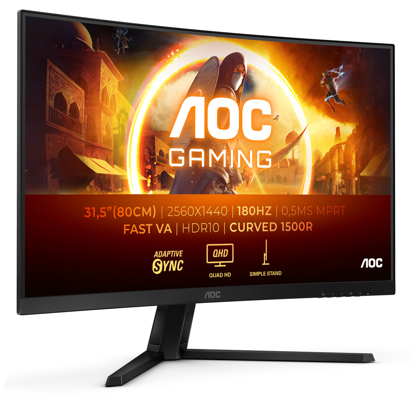 Monitor AOC CQ32G4VE (31,5", QHD, HDMIx2, DP, 180Hz, HAS, Crno siva)-10