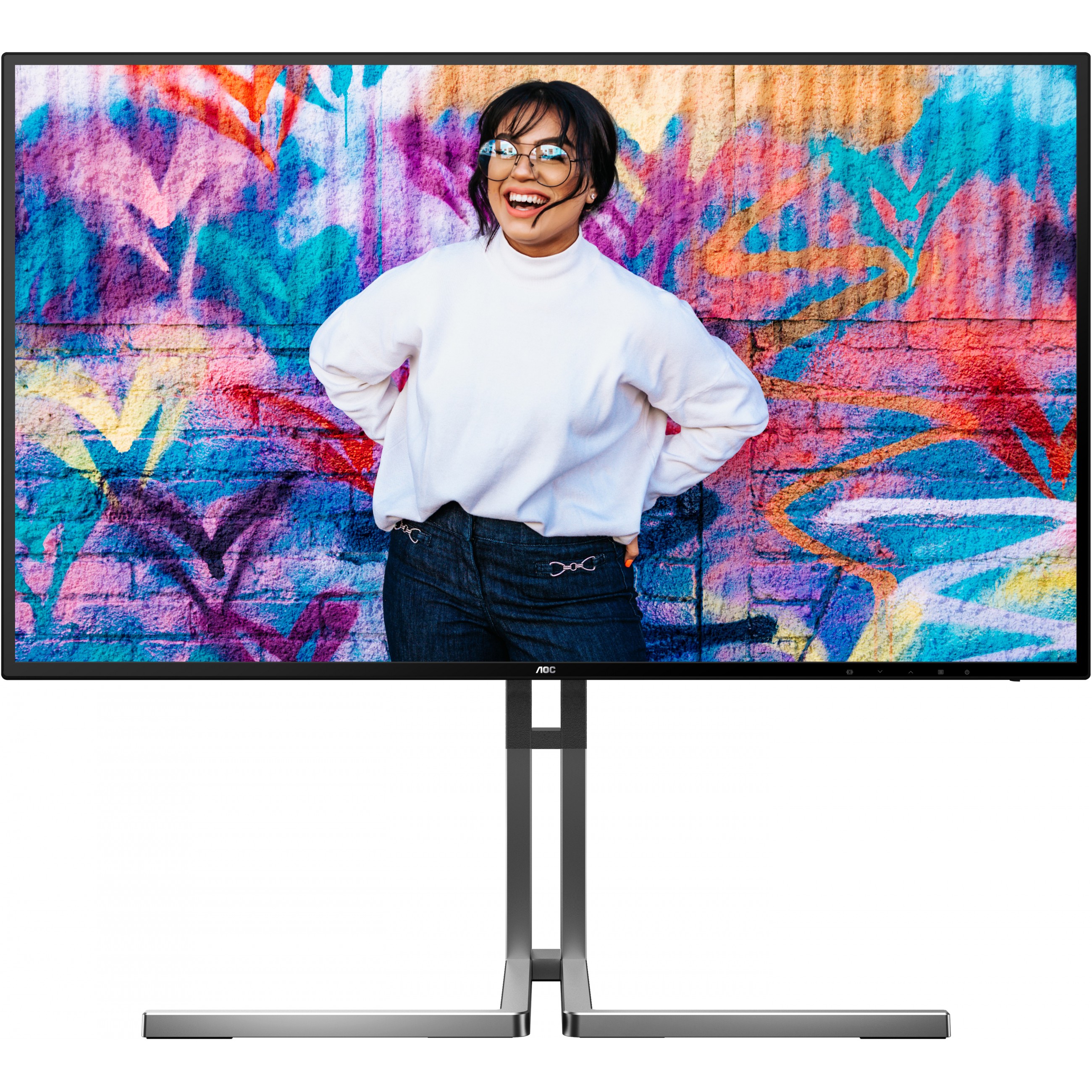 Monitor AOC U27U3CV (27", 4K, HDMI, DP, USB-C, RJ45, Crna sa srebrnim postoljem)-2