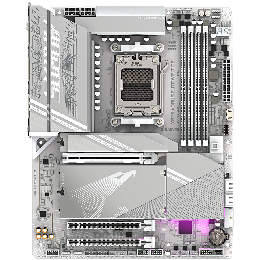 GIGABYTE MB X870 AORUS ELITE WIFI7 ICE (AM5, 4x DDR5 256GB, 1x PCI-E 5.0 x16x16, 1x PCI-E 4.0 x16x4, 1x PCI-E 3.0 x16x2, 3x M.2 PCIe 5.0 & 1x M.2 PCIe 4.0, 4x SATA, 2x USB4 Type-C. 6x USB 3.2, 4x USB)-1