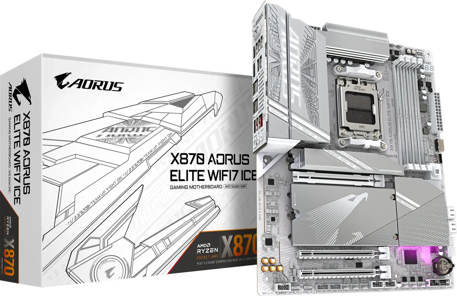 GIGABYTE MB X870 AORUS ELITE WIFI7 ICE (AM5, 4x DDR5 256GB, 1x PCI-E 5.0 x16x16, 1x PCI-E 4.0 x16x4, 1x PCI-E 3.0 x16x2, 3x M.2 PCIe 5.0 & 1x M.2 PCIe 4.0, 4x SATA, 2x USB4 Type-C. 6x USB 3.2, 4x USB)-7