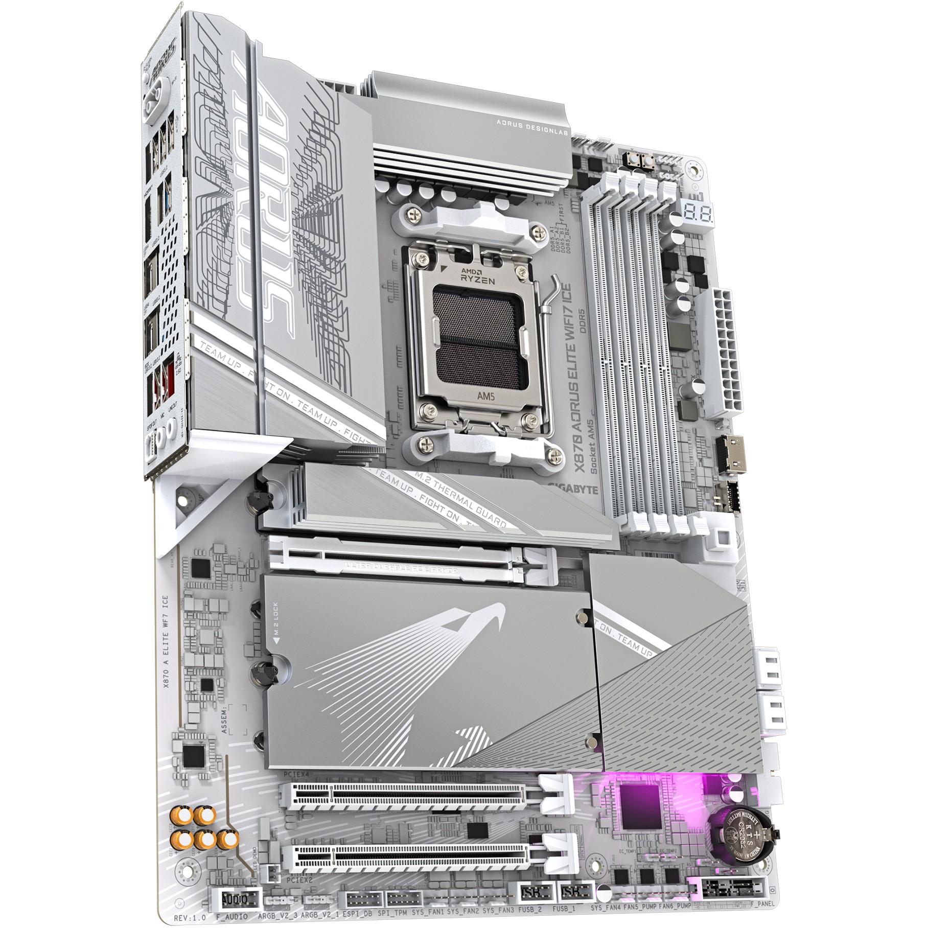 GIGABYTE MB X870 AORUS ELITE WIFI7 ICE (AM5, 4x DDR5 256GB, 1x PCI-E 5.0 x16x16, 1x PCI-E 4.0 x16x4, 1x PCI-E 3.0 x16x2, 3x M.2 PCIe 5.0 & 1x M.2 PCIe 4.0, 4x SATA, 2x USB4 Type-C. 6x USB 3.2, 4x USB)-14