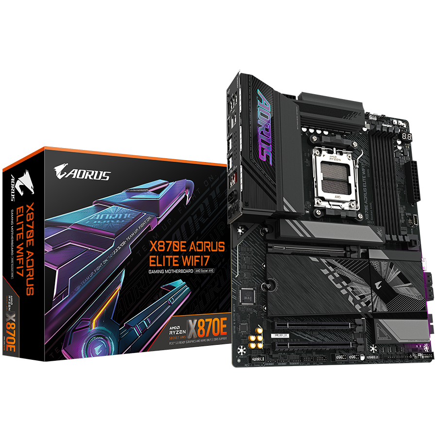 Matična ploča GIGABYTE MB X870E AORUS ELITE WIFI7 (AM5, 4x DDR5 256GB, 1x PCI-E 5.0 x16x16, 1x PCI-E 4.0 x16x4, 1x PCI-E 3.0 x16x2, 3x M.2 PCIe 5.0 & 1x M.2 PCIe 4, 4x SATA, 2x USB4 Type-C, 6x USB 3.2, 3x USB 2.0)-0