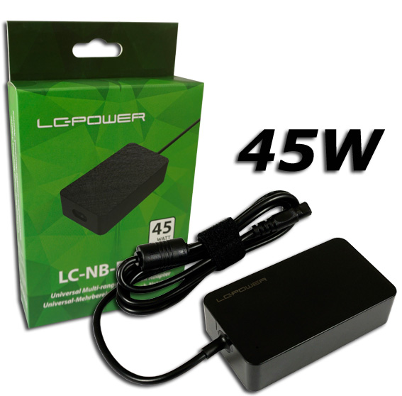 Punjač za notebook LC POWER LC-NB-PRO-45 (10 konektora, Efikasnost do 89%, Ulazna struja 110-240 V, Izlazna Struja 18,5-20,0 V, Duljina kabela 120 cm)-0