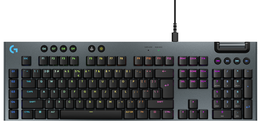 Gaming tipkovnica LOGITECH G915 X (USB, US layout, LIGHTSYNC RGB, nisko profilni mehanički prekidači) – internacionalna non HR tipkovnica-0
