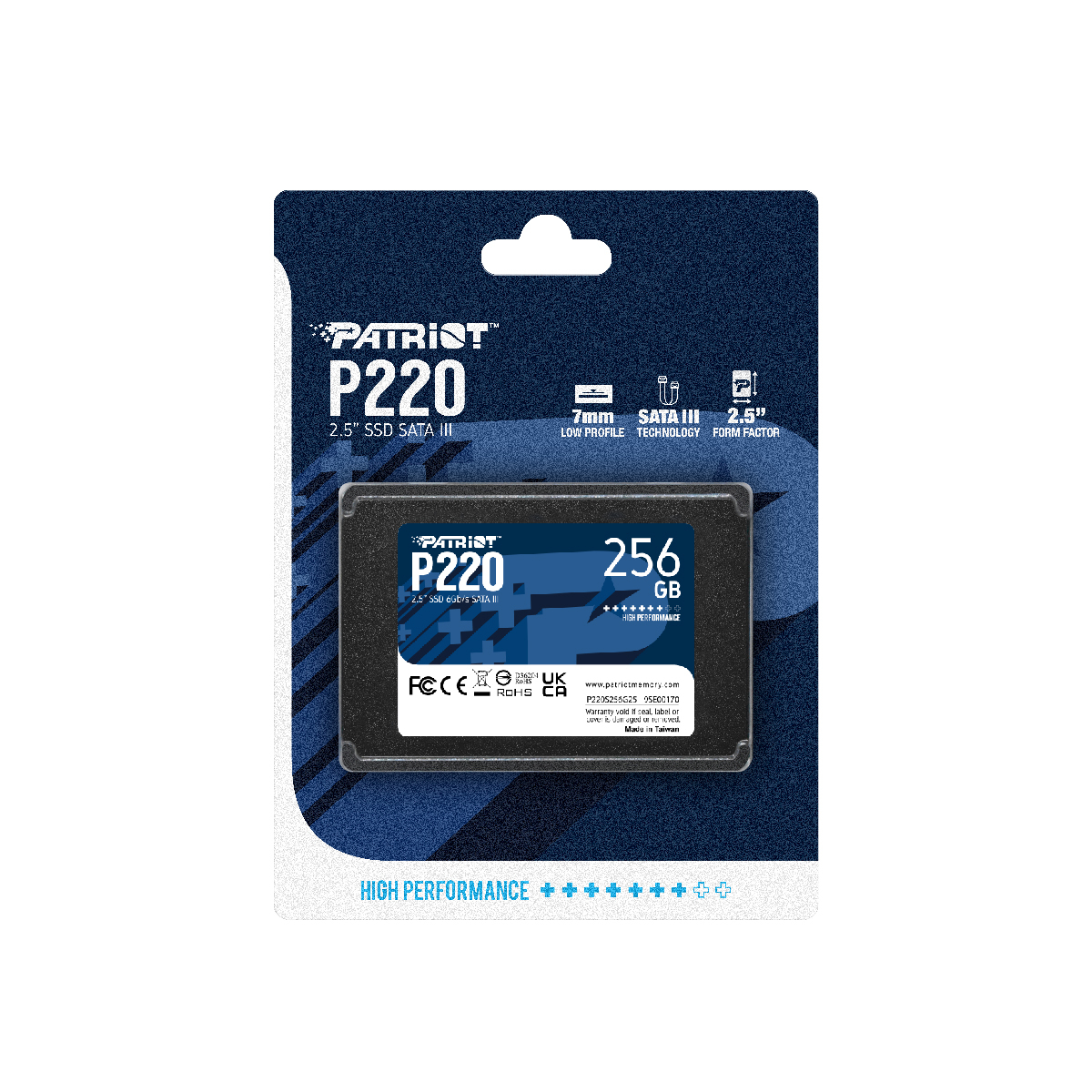 Patriot SSD P220 R550/W490, 256GB, 7mm, 2.5"-5