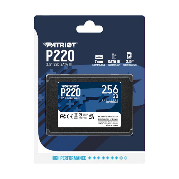 Patriot SSD P220 R550/W490, 256GB, 7mm, 2.5"-11