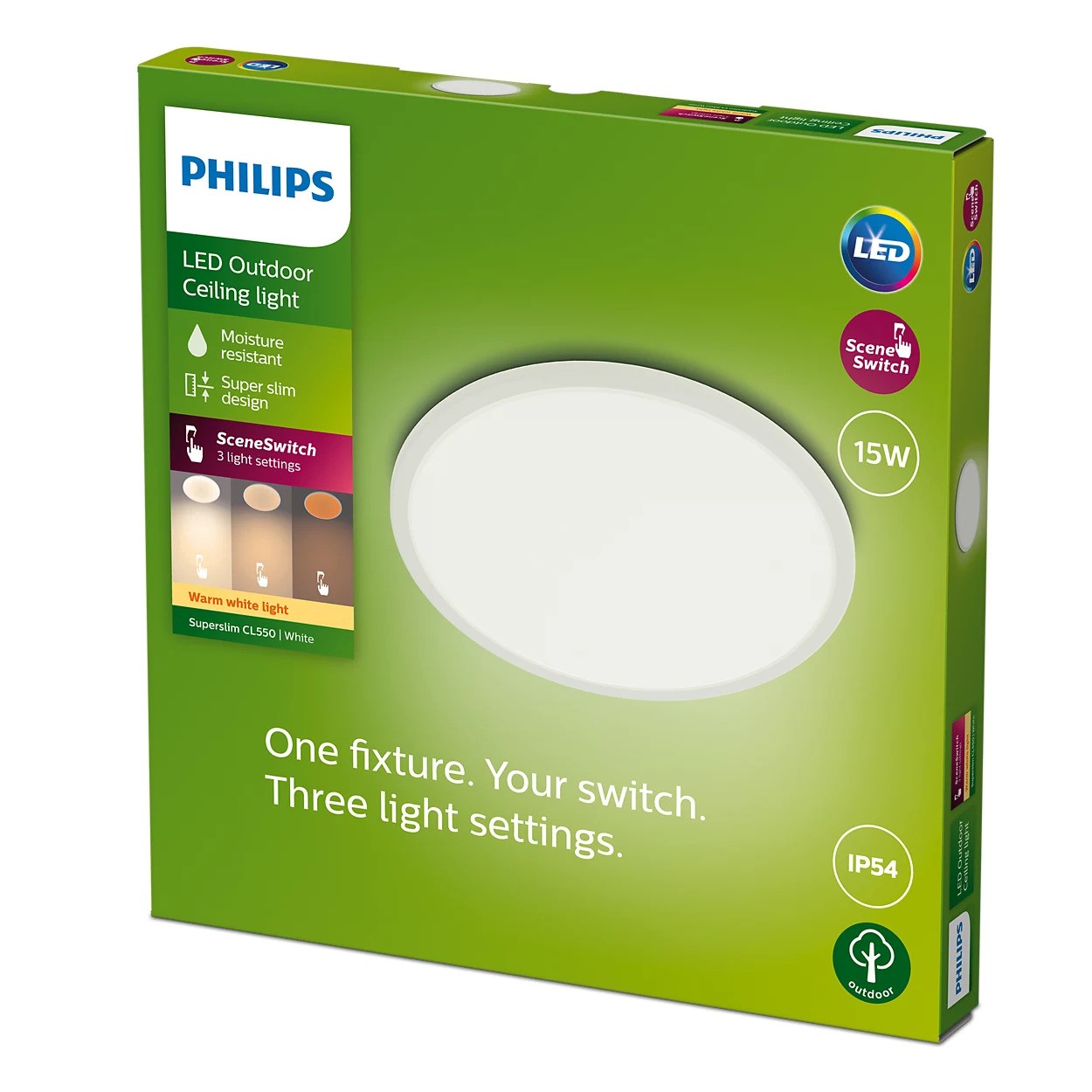 Philips SuperSlim Ceiling SSW 15W 27K Bijela IP54-0