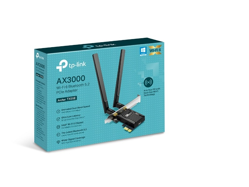 TP-Link AX3000 Archer TX55E bežični Dual-Band Wi-Fi 6 BT5.2 PCI-E adapter 574Mbps/2402Mbps (2.4GHz/5GHz), 802.11ax/ac/n/a/g/b, 2× dual band antene-6