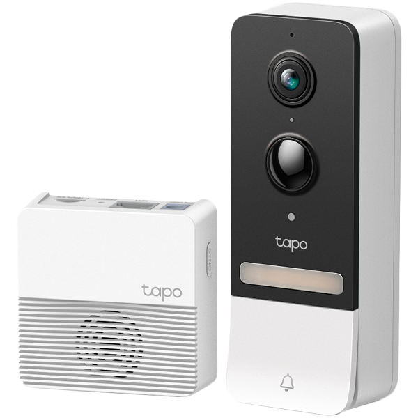 Zvono bežično TP-LINK Tapo Smart, za vrata s video kamerom 2560×1920px, 2K 5MP, 160° dijagonalno, dvosmjerni audio, IR LED, detekcija pokreta, IP64-1