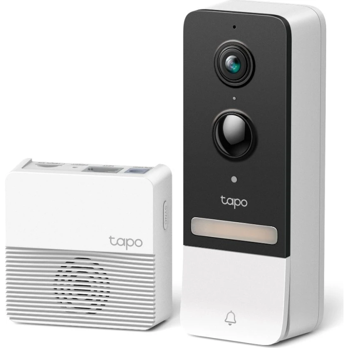Zvono bežično TP-LINK Tapo Smart, za vrata s video kamerom 2560×1920px, 2K 5MP, 160° dijagonalno, dvosmjerni audio, IR LED, detekcija pokreta, IP64-3