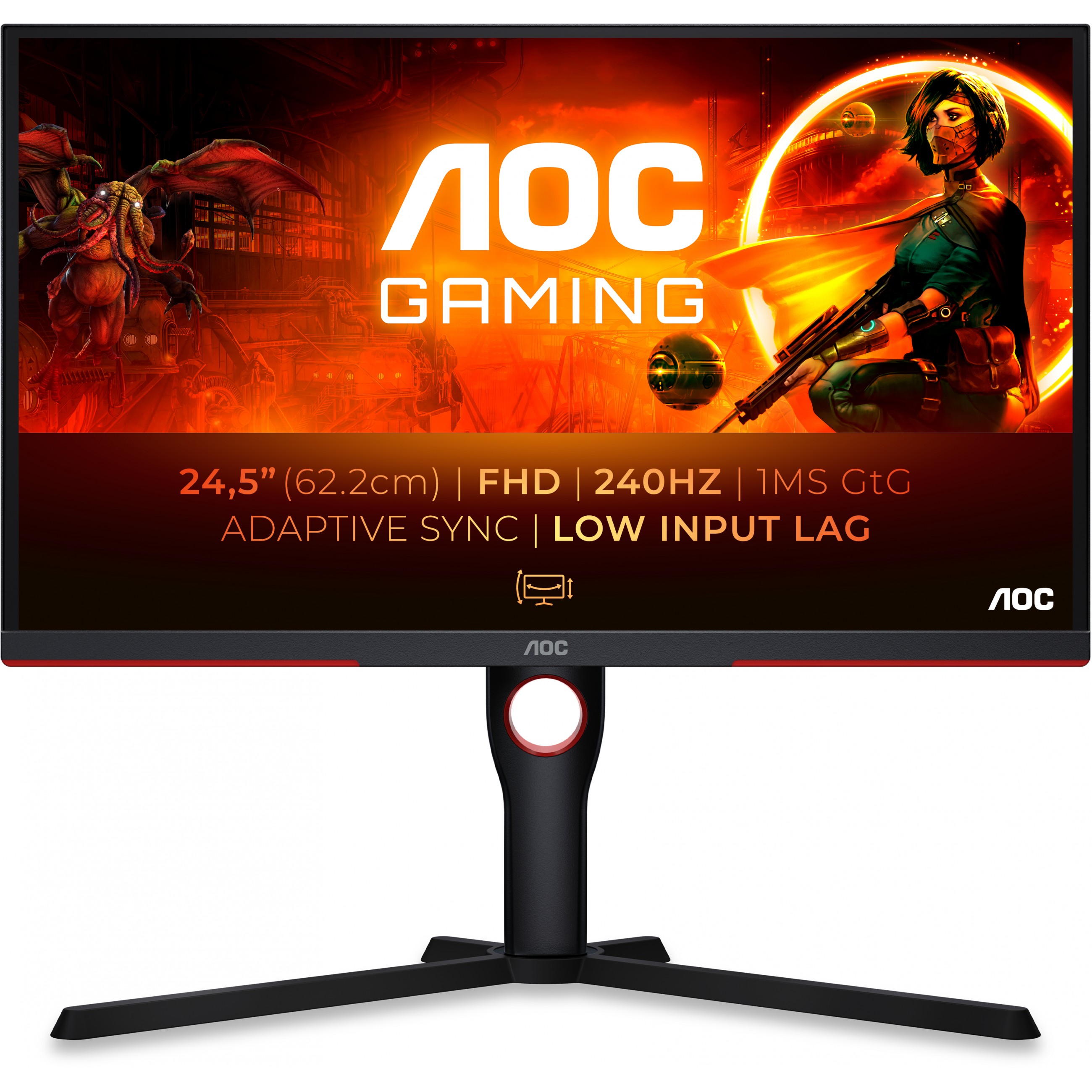 Monitor AOC 25G3ZM (24.5'', VA, 1920x1080, 240Hz, 2xHDMI, DP, crna s crvenim detaljima)-9