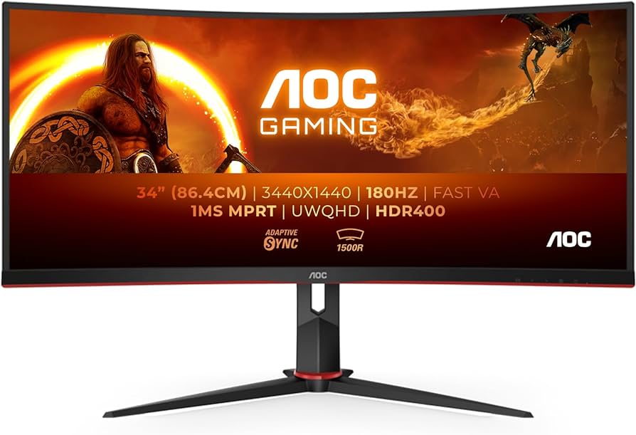 Gaming monitor AOC LED 34", CU34G2XP, HDMIx2, DP, 180Hz, 1ms