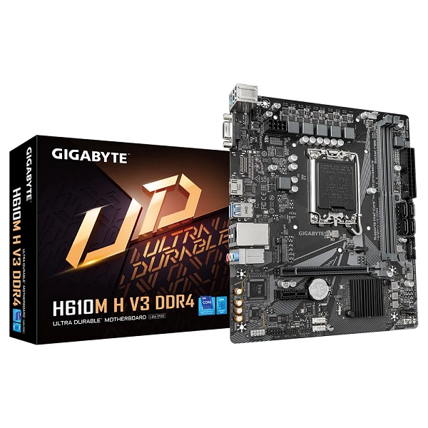 Matična ploča GIGABYTE H610M H V3 (DDR4, LGA1700, Intel® H610 Express Chipset, 2 x DDR4 DIMM do 64 GB, Micro ATX)